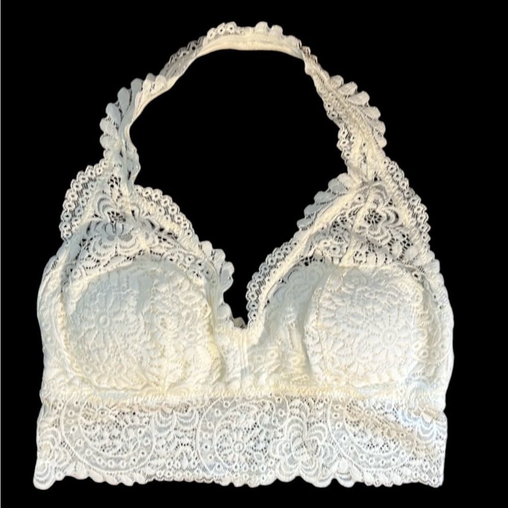 New Aerie Lace Halter Bralette Size Medium in Ivory